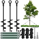 3 Pack 18" Heavy Duty Spiral Stake Kit, Supports Leaning Young Straig. Fixed Price $65.02.