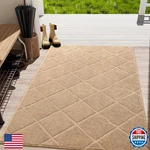 Lochas Beige Indoor Mat 35X59", Rubber Backing, Washable Absorbent Chenille. Fixed Price $52.22.