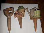 3 Marjolein Bastin Plant Stakes Wren, Bunny, Watering Can & Boots. Fixed Price $49.95.