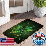 Green Dragonfly Indoor Outdoor Mat Abstract Glitter Non-slip Absorbent Entr. Fixed Price $46.19.