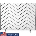 Iron Fireplace Screen Bold Chevron Design W/ Protective Mesh Easy Assembly Decor. Fixed Price $88.90.