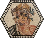 Mosaic Marble Roman Bacchus Figure Art Design Wall 24X20 Inches. Fixed Price $334.00.