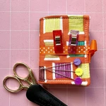 Mini Handmade Needle Book Holder Keeper Michael Miller Cool Spools 3X2.5. Fixed Price $9.99.