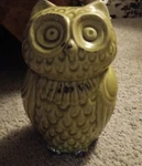 Michael Ashland Art Pottery Vintage Olive Owl Statue 8.5 Inches. Fixed Price $20.00.