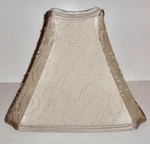 Beige Silk & Wire Slant Embroidered Seed Pearl Rectangular Soft Back Lamp Shade. Fixed Price $65.00.