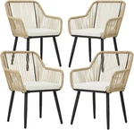 2/4 All-weather Wicker Dining Chairs Outdoor Rattan With Cushions Armrests 350LB. Fixed Price $199.99.