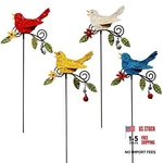 KEDONCHEN.4 Pack Metal Bird Decorative Garden Stakes, Red, Blue, White, Yellow. Fixed Price $35.05.