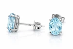 Genuine 1.86 Cts Aquamarine Stud Earrings 14K White Gold - Free Appraisal Nwt. Fixed Price $159.47.