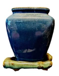 Red Clay Oriental Design Blue Planter 3.5"T Glazed Teal Base Square Pet Rescue. Fixed Price $13.17.