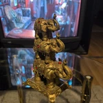 Gold Family Ornament 3 Stacked Elephants Statue Floral Design Figurine. Fixed Price $25.00.