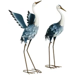 Outsunny 2PCS Heron Garden Statues Metal Yard Art Bird Sculptures, Blue. Fixed Price $99.00.