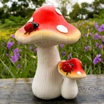 Garden Mushroom Statue Ladybug Sculpture For Outdoor Ornament Decor. Fixed Price $38.47.