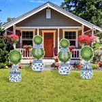 4 Pcs Easter Chinoiserie Garden Stakes Decorations Hello Spring Blue And Whit.... Fixed Price $21.03.