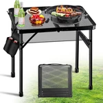 Ciavca Folding Grill Table, 2-HEIGHT Adjustable Portable Metal Camping Bbq. Fixed Price $38.22.
