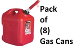 (8) Ea Midwest 5600 Gallon Red Poly Gasoline Fuel Cans Spill Proof Spout. Fixed Price $256.89.