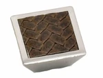 Laurey 12290 Cabinet Hardware 1-5/8-INCH Square Knob, Satin Nickel And Brown. Fixed Price $8.95.