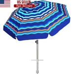 Portable Beach Umbrella W/ Sand Anchor Uv Protection Adjustable Height Windproof. Fixed Price $74.25.
