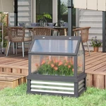 Outsunny Raised Garden Bed With Wooden Cold Frame, Natural. Fixed Price $114.99.