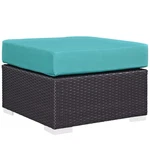 Modway Convene Square Fabric And Rattan Patio Ottoman In Espresso/turquoise. Fixed Price $125.22.