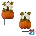 Yumbor Set Of 2 Metal Pumpkin Yard Stakes Fall Harvest Garden Lawn Porch. Fixed Price $94.75.