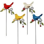 KEDONCHEN.4 Pack Metal Bird Decorative Garden Stakes, Red, Blue, White, Yellow. Fixed Price $32.45.