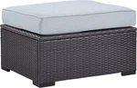 Biscayne Wicker Outdoor Ottoman With Mist Cushions - Brown Foot Rest. Fixed Price $258.99.