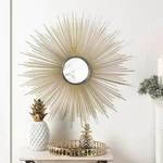 Accent Mirror Beveled Glass Edges Golden Sunburst Rays Iron Frame Wall Decor 32". Fixed Price $94.90.