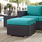 Modway Convene Outdoor Patio Fabric Square Ottoman In Espresso Turquoise. Fixed Price $128.54.