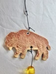 Buffalo Ceramic Wind Chime Yellow Red Orange Beads Bell Glossy Animal Garden. Fixed Price $19.00.
