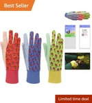 Comfortable Cotton Jersey Gardening Gloves Women, Floral Design - 6 Pairs. Fixed Price $16.52.