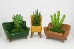 Kalalou Set 3 Ceramic Planters Pots Sofa Chair Succulents Plants Cactus. Fixed Price $64.99.