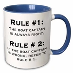 3DROSE Captain Rules Mug Blue Ceramic, 11OZ, Nautical Gift For Boaters. Fixed Price $11.99.