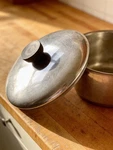 Vintage Stainless Steel Sauce Pan Lid 6 Replacement Black Knob Mid Century. Fixed Price $10.00.