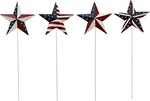 Patriotic Star Garden Stakes Set Of 4, 3D Decorative Metal Barn Yard Art. Fixed Price $16.99.