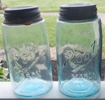 2 Root Mason Jars Fruit Canning With Zinc Lids 1 Elongated 00'S Bubbles. Fixed Price $55.00.