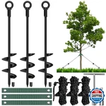3 Pack 18" Tree Kit, Heavy Duty Spiral Stakes And Supports For Leaning. Fixed Price $55.28.