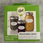 Ball Dissolvable Labels For Canning 60 Count Box Equals Total Made Usa. Fixed Price $7.88.
