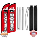 2-PACK 8FT Open House Flags & Pole Kit Real Estate Advertising Signs. Fixed Price $72.97.