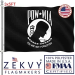 Zekvy Pow Flag 3X5 Outdoor Made In Usa - Double Sided Heavy Duty Vivid Color. Fixed Price $57.45.