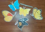 Set Of 5 Various Color Butterfly Stake Yard Art From Moody New. Fixed Price $9.50.