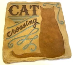 Grasslands Road "cat Crossing" 10"X10" Brown/blue Stepping Stone/wall Plaque. Fixed Price $24.99.