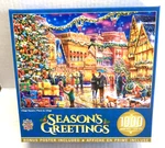 Master Pieces - "village Square Seasons Greetings 1000 Jigsaw Puzzle. Fixed Price $10.95.