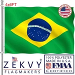 Brazil Flag 4X6 Outdoor Made In Usa - Double Sided Heavy Duty Vivid Color Bra.... Fixed Price $65.41.