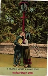 Antique Postcard Made England Kissing Couple Upset Lamp Good Hope Ohio. Fixed Price $7.00.