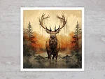 Hunting Antler Deer Buck Nature Fabric Panel Quilt Sewing Block A82. Fixed Price $11.25.