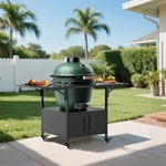 Outdoor Grill Table For Big Green Egg Bbq Metal Cart 2 Folding Panels. Fixed Price $199.99.