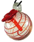 Hand Blown Parasol Recycled Glass Hummingbird Feeder Mini Droplet Red Stripes. Fixed Price $34.99.