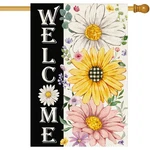 Baccessor Spring Summer House Flag, Daisy Yellow Pink Floral Large Yard 28X40". Fixed Price $24.00.