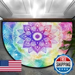 Peaom Rainbow Mandala Floral Half Round Mat Indoor Entrance Low Pile Non Sl. Fixed Price $54.01.