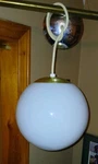 Vintage 12" Round Milk Glass Ball Ceiling Light Fixture Old Mid Century 124-25E. Fixed Price $165.00.